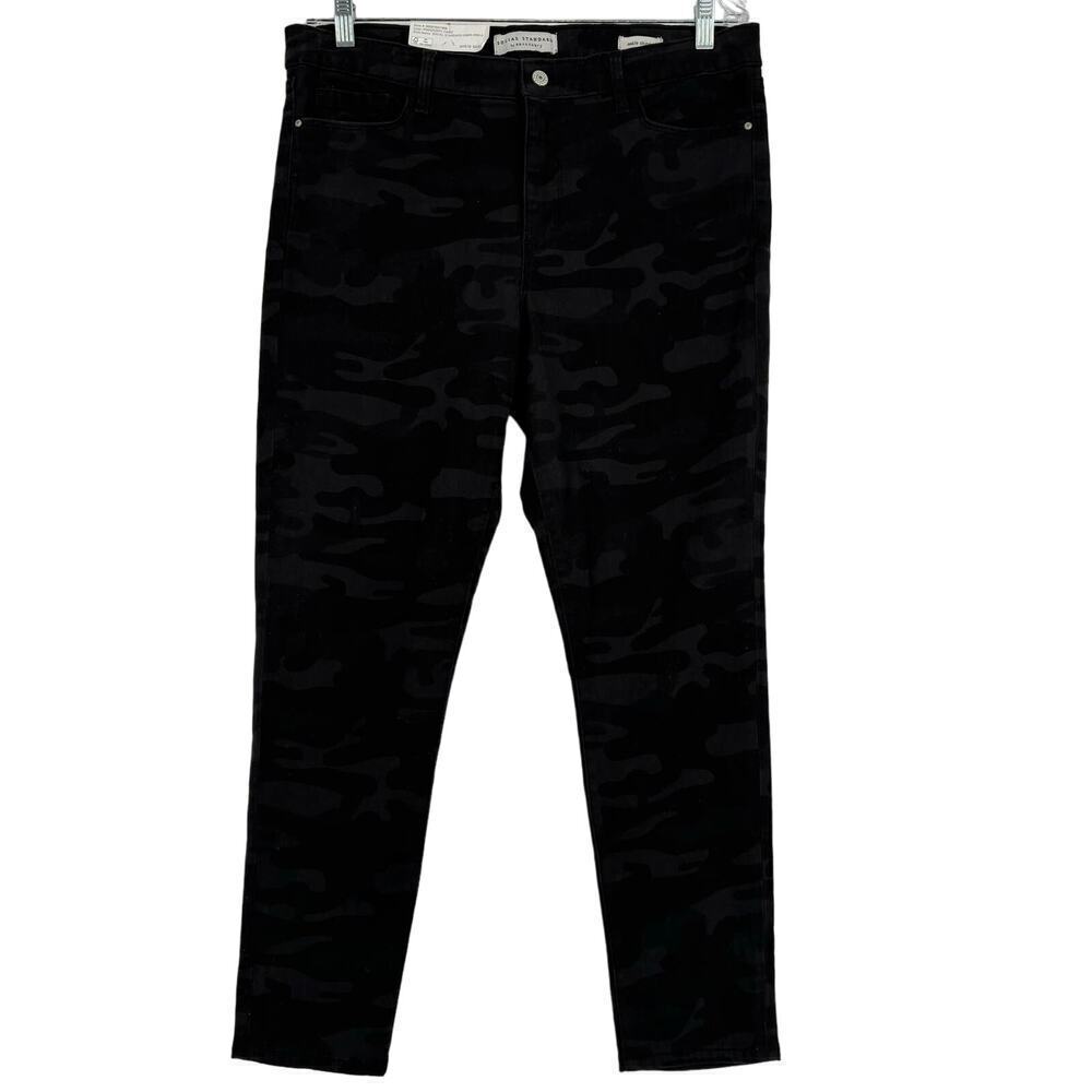 Sanctuary Skinny Jeans Size‎ 12 Black Camouflage Mid Rise Stretch Denim